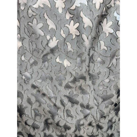 Perliza Women's A Line Formal Skirt 12 Lightweight Flat Front Black Floral Print - Picture 8 of 13